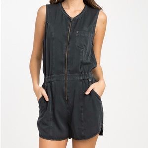RVCA Hitched Romper. Charcoal.